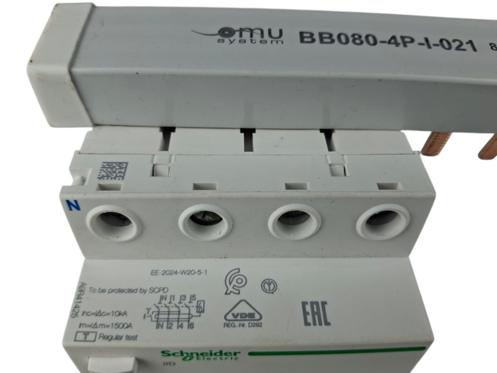 Pieptene busbar tip pin 4 poli (3x4 module) 12 module 80A  210mm 16mm² pentru conexiuni electrice in sigurante L1, L2, L3, N, izolata [9]