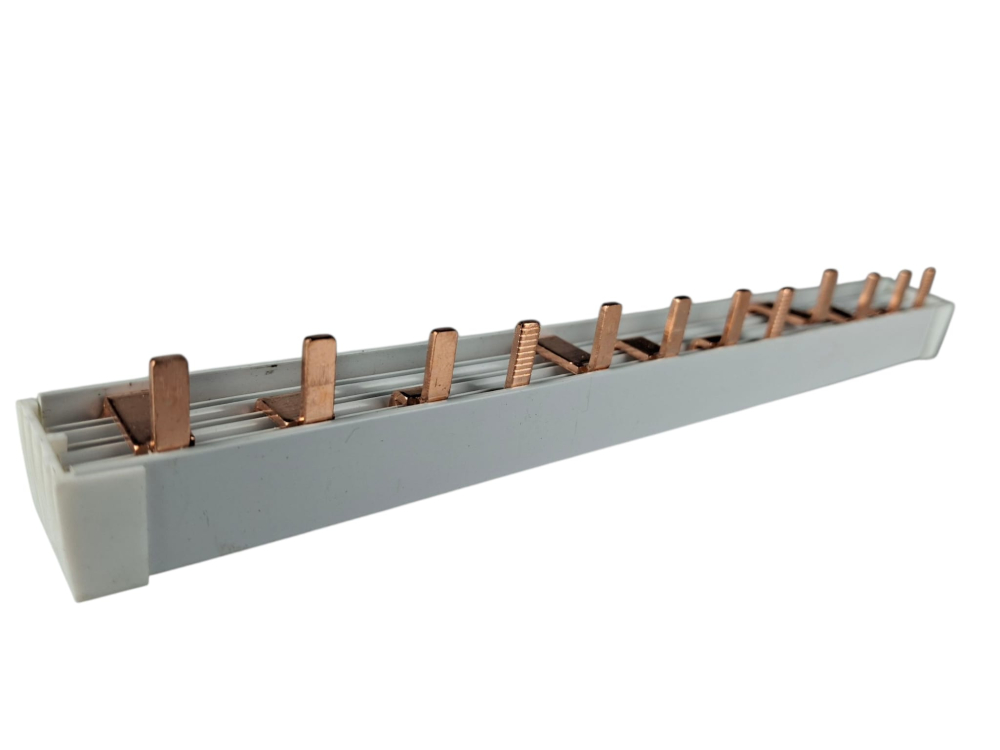 Pieptene busbar tip pin 4 poli (3x4 module) 12 module 80A  210mm 16mm² pentru conexiuni electrice in sigurante L1, L2, L3, N, izolata [4]