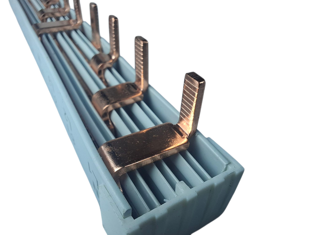 Pieptene busbar tip pin 4 poli (3x4 module) 12 module 80A  210mm 16mm² pentru conexiuni electrice in sigurante L1, L2, L3, N, izolata [6]