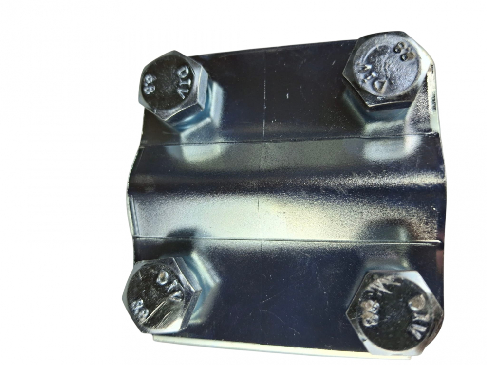 Piesa de legatura 58x58mm in cruce, platbanda (30mm) si conductor Ø 8-12mm, clema galvanizata (FeZn) cu 4 suruburi M8x25 [5]