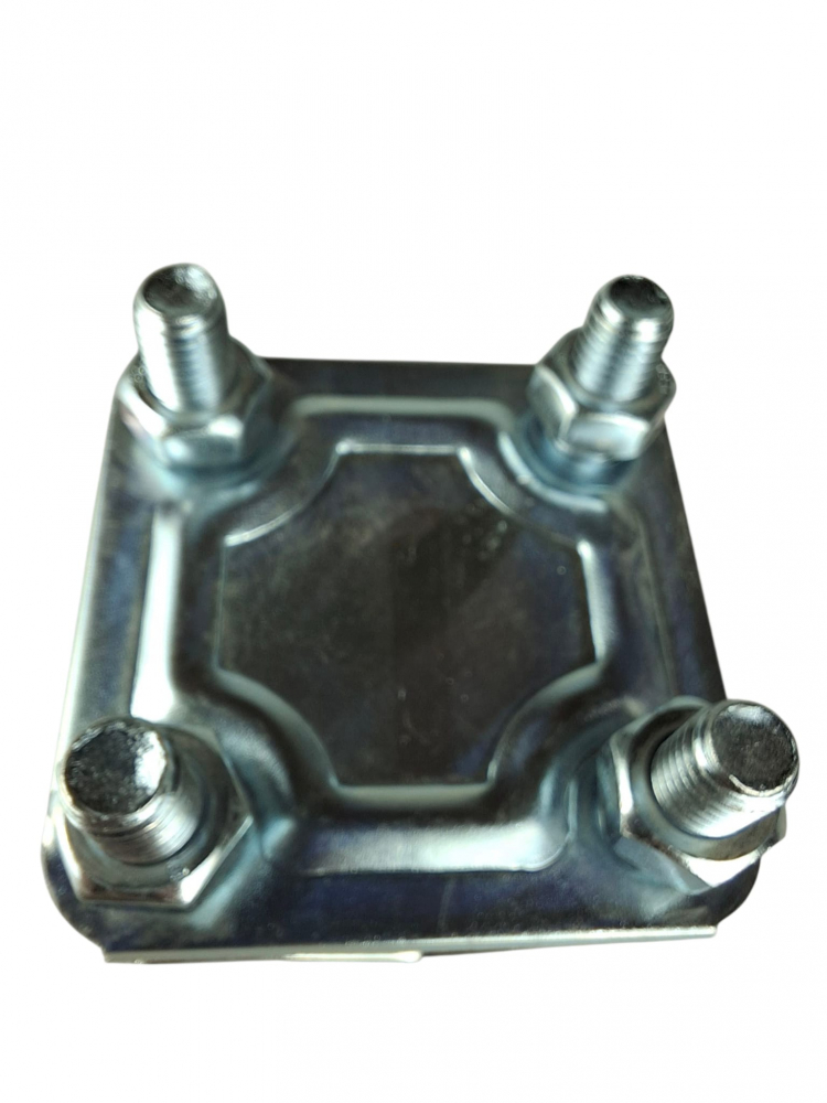 Piesa de legatura 58x58mm in cruce, platbanda (30mm) si conductor Ø 8-12mm, clema galvanizata (FeZn) cu 4 suruburi M8x25 [4]
