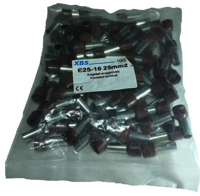 Pini tubulari izolati terminali papuci electrici 25mm² maro set 100 bucati [3]