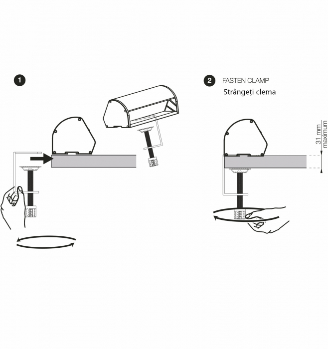 Prelungitor grup 3 prize schuko pentru blat sau birou montaj orizontal 16A 3680W 230V cablu 1.8 metri 3G1.5 si led indicator de prezenta tensiune [3]