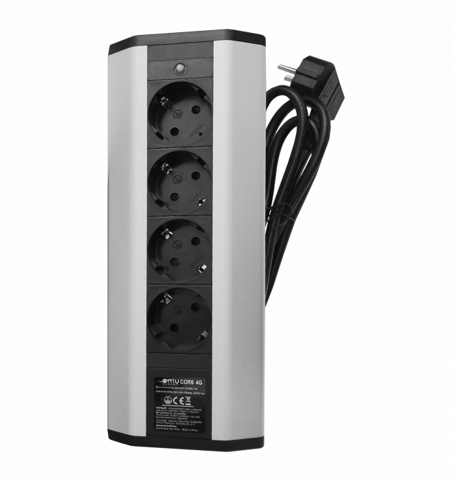 Prelungitor grup 4 prize schuko pentru colt montaj pe blat sau birou 16A 3680W 230V cablu 1.8 metri 3G1.5 si led indicator de prezenta tensiune [4]