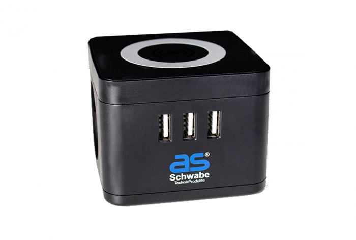 Prelungitor statie de incarcare 1.5m cablu H05VV-F 3G1.5 cu 2 prize schuko 16A 3 porturi USB 3V 2.4A si incarcare wireless 5W prin inductie maxim 3500W IP20 [7]