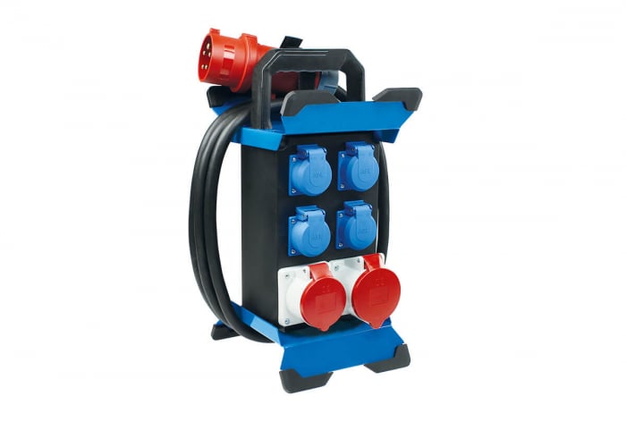 Prelungitor Stecky 12 pentru santier cu 4 prize monofazice schuko 16A 250V , 1 priza trifazica CEE 5 poli 16A IP44 si 1 priza trifazica CEE 5 poli 32A IP44 [1]