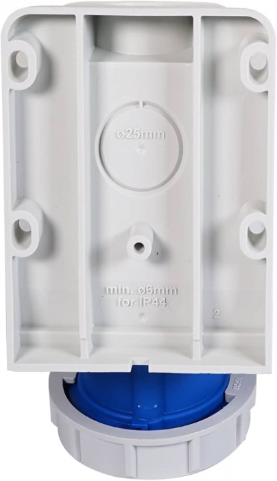 Priza industriala monofazica aplicata 3 poli 2P+E 16A 6h 230 V (50+60 Hz) albastra IP67 [3]