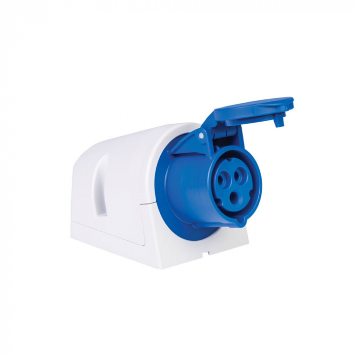 Priza industriala monofazica aplicata albastra 3 poli 6h 16A 230V 50/60Hz IP44 [1]