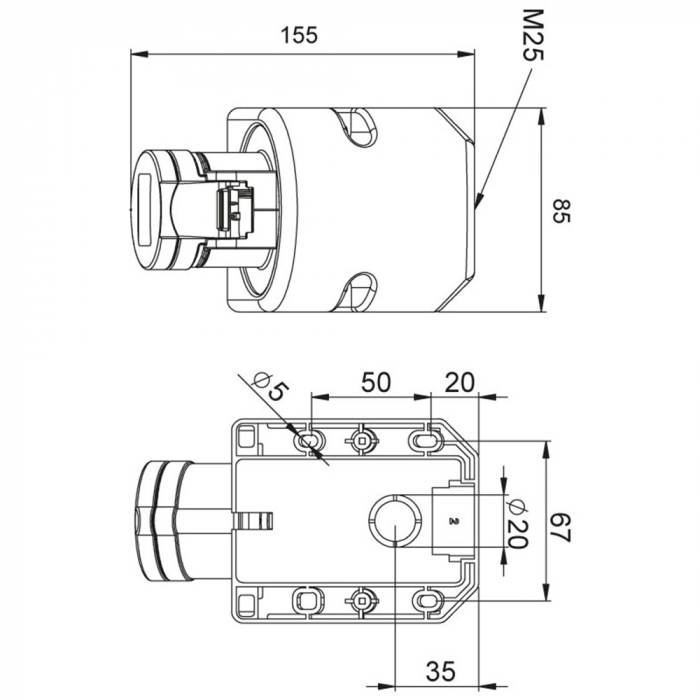 Priza industriala CEE monofazica aplicata albastra 3 poli 6h 32A 230V 50/60Hz IP44 [2]