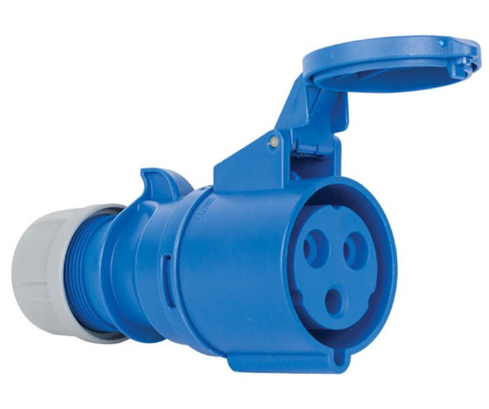 Priza industriala monofazica mobila pe cablu 3 poli 2P+E 32A 6h 230 V (50+60 Hz) albastra IP44 [3]