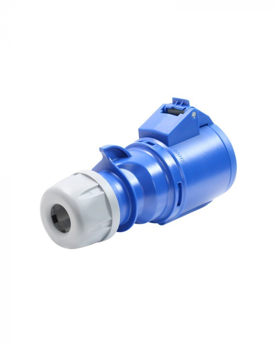 Priza industriala monofazica mobila pe cablu 3 poli 2P+E 32A 6h 230 V (50+60 Hz) albastra IP44 [6]