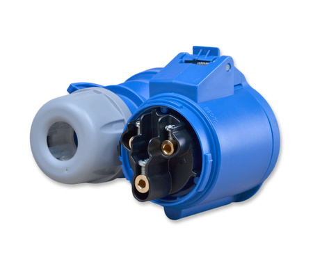 Priza industriala monofazica mobila pe cablu 3 poli 2P+E 32A 6h 230 V (50+60 Hz) albastra IP44 [4]