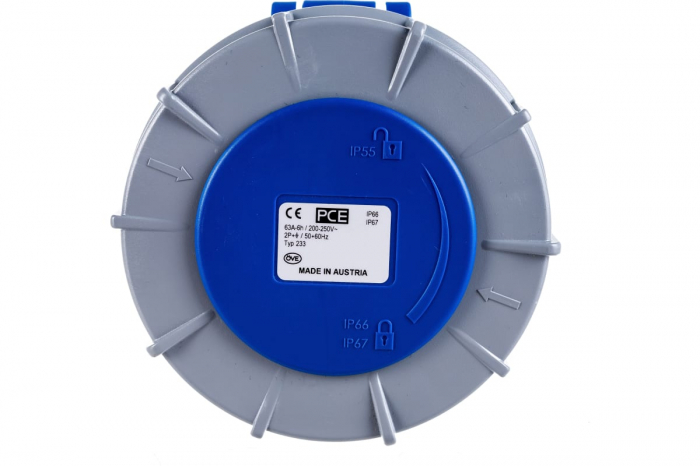 Priza monofazica mobila pe cablu 3 poli 63A 1P+N+E 6h CEE 230V IP67 [4]
