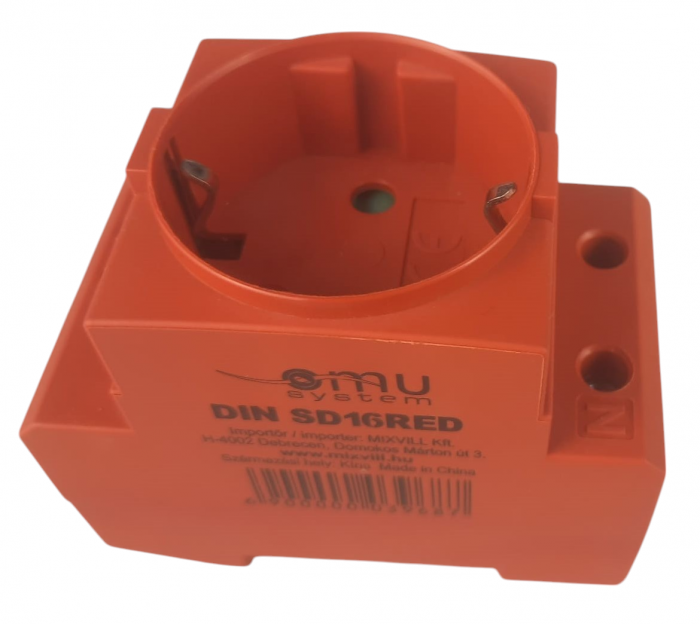 Priza rosie 16A 250V schuko 2P+E cu protectie copii IP30 cu montaj pe sina DIN 35mm omega [5]