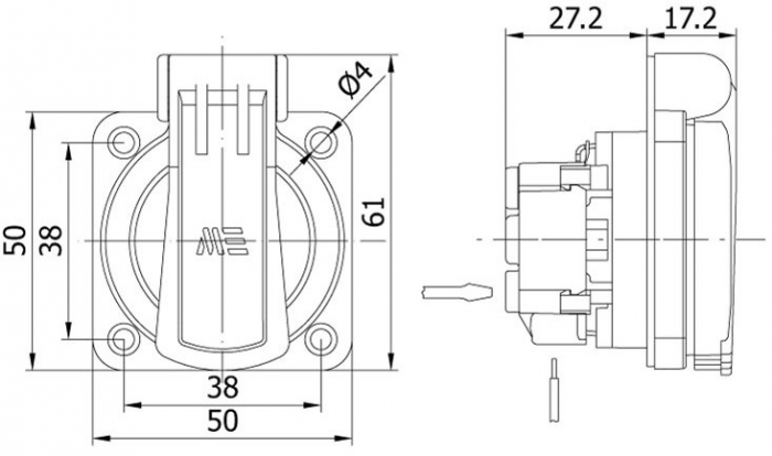 Priza schuko incastrabila albastra pentru tablouri electrice 16A protectie copii IP54 [2]