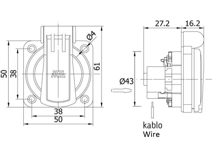 Priza schuko incastrabila neagra pentru tablouri electrice 16A IP54 [2]