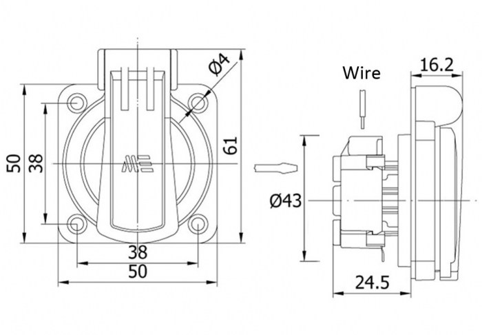 Priza standard francez incastrabila albastra pentru tablouri electrice 16A protectie copii IP44 [2]