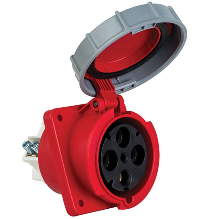 Priza trifazica 4 poli 125A 3P+E incastrabila ST oblica 6h CEE 380V IP67 [1]