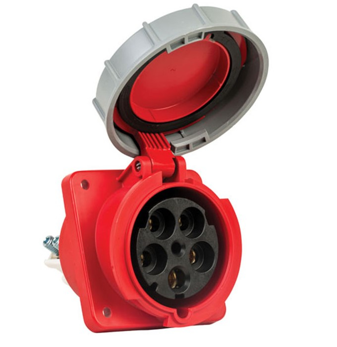 Priza trifazica 5 poli 125A 3P+N+E incastrabila ST oblica 6h CEE 380V IP67 [1]