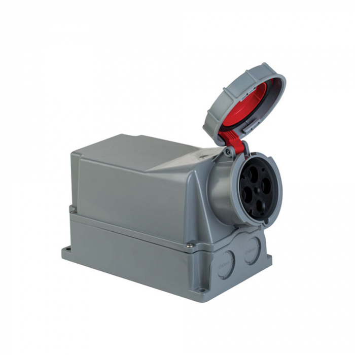 Priza trifazica aplicata 4 poli 125A 3P+E 6h CEE 380V IP67 [1]