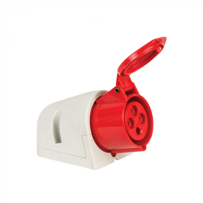 Priza trifazica aplicata 4 poli 32A 3P+E 6h CEE 380V IP44 [1]