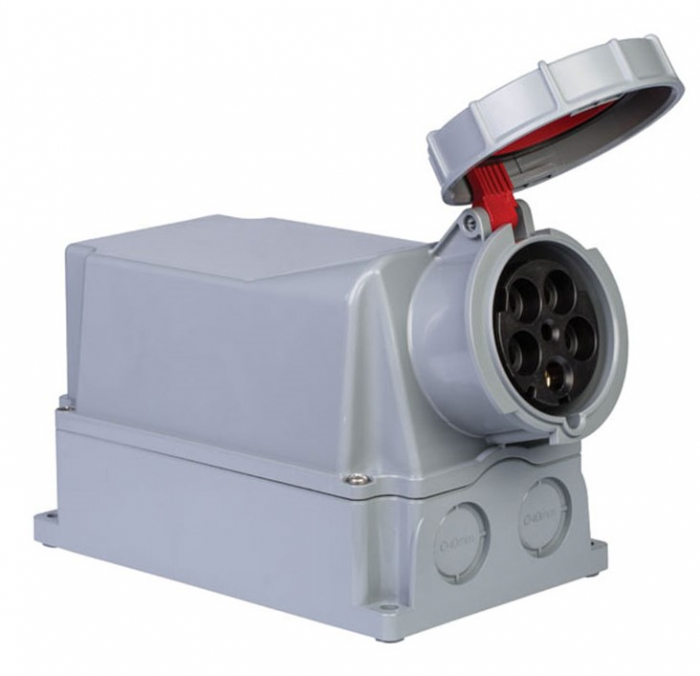 Priza trifazica aplicata 5 poli 125A 3P+N+E 6h CEE 380V IP67 [1]