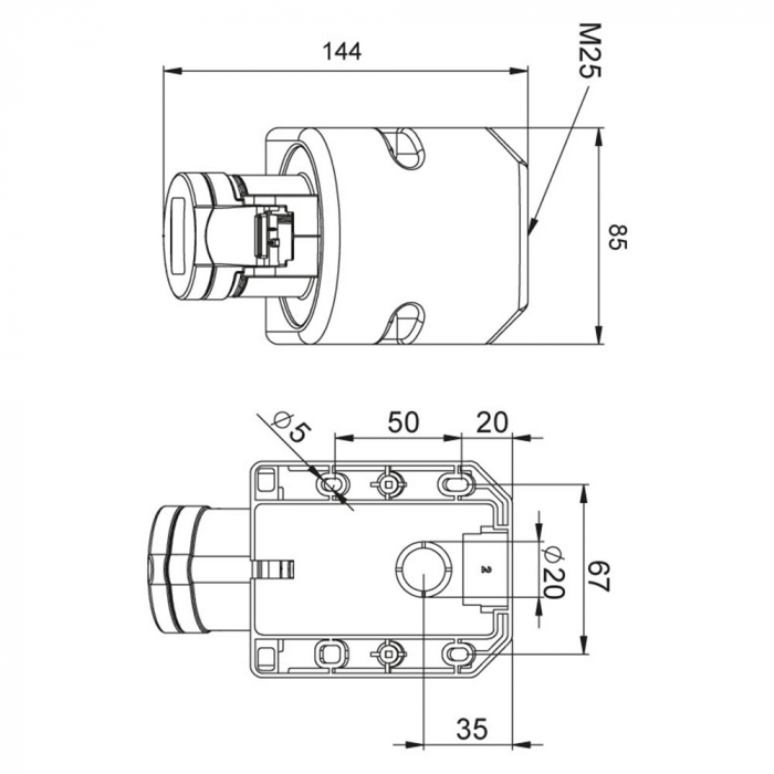 Priza trifazica aplicata 5 poli 16A 3P+N+E 6h CEE 380V IP44 [2]