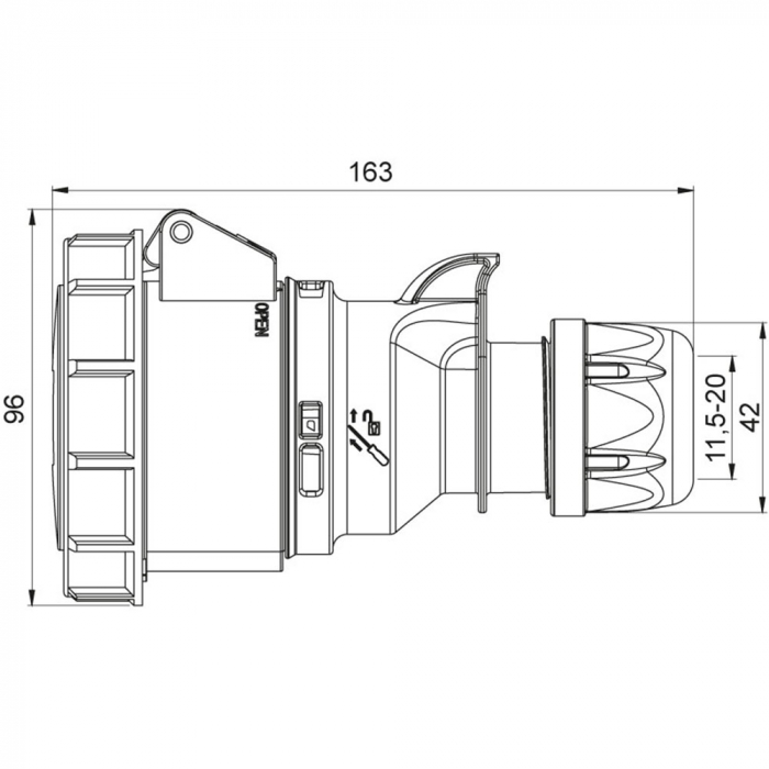 Priza trifazica mobila pe cablu 4 poli 32A 3P+E 6h CEE 380V IP67 [4]