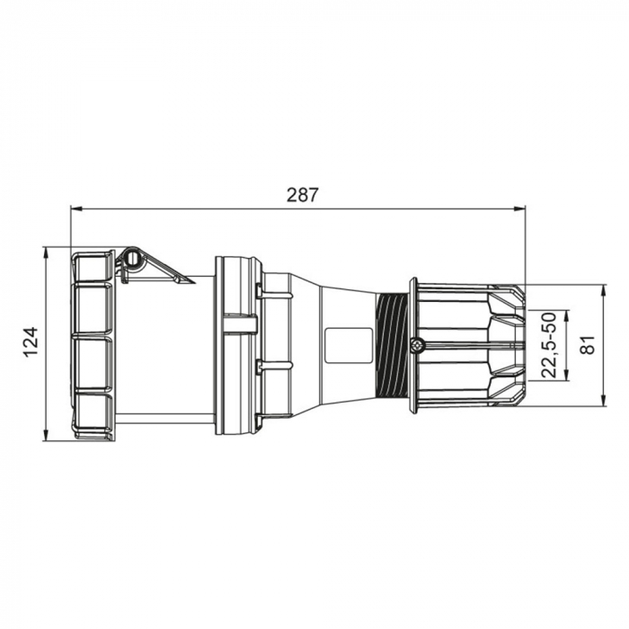 Priza trifazica mobila pe cablu 5 poli 125A 3P+N+E 6h CEE 380V IP67 [2]