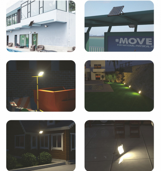 Proiector LED 10W 1500lm lumină naturală 4000K cu panou solar , cablu 5 metri , telecomandă si senzor de mișcare, acoperire apox. 100m² [3]