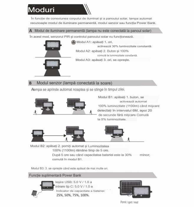 Proiector LED solar SOL-LRT-10W 10W, 1100lm, 4000K, power bank portabil, iesire USB, IP65 [5]