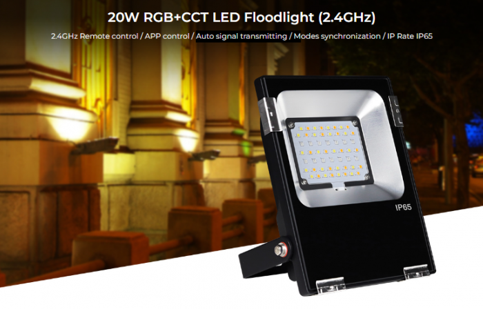 Reflector LED Mi-Light MiBoxer 20W 2300ln negru reglabil DIM+RGB+CCT IP65 FUTT04 2.4GHz 16 milioane de culori, ajustare intensitate lumina si temperatura de culoare, saturatie culoare si control 30m [8]
