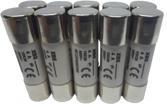 Set 10 sigurante 10x38 4A fuzibile cilindrice ceramica  500V AC gG [1]