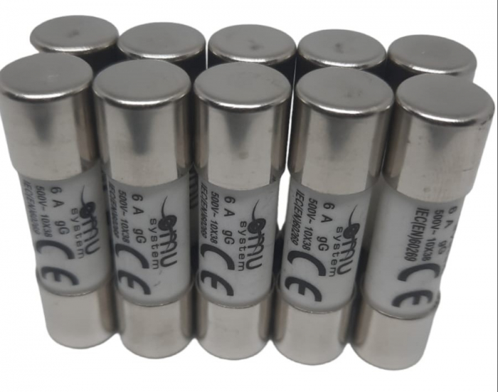 Set 10 sigurante 10x38 6A fuzibile cilindrice ceramica  500V AC gG [1]