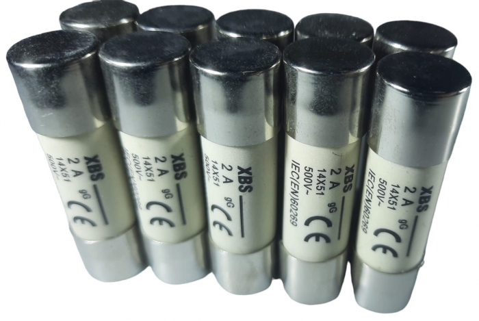 Set 10 sigurante fuzibile cilindrice ceramica 14x51 2A 500V AC gLgG [1]
