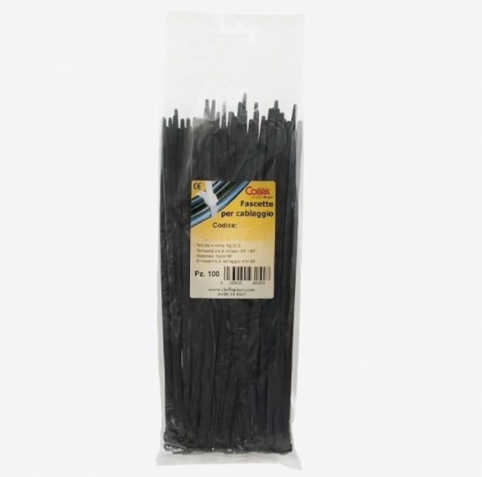 Set 100 buc colier cablu 1500x9mm fasete, cose, soricei, bride din plastic negru rezistenta 79.8kg Cobra 9541 [1]