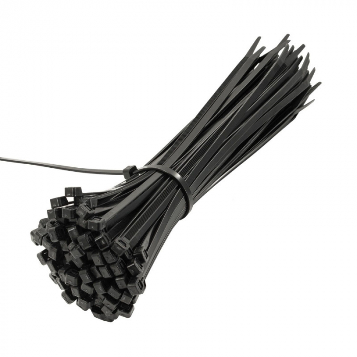 Set 100 buc colier cablu 290x7.6mm din plastic negru rezistenta 54.4kg Cobra 9431 [2]