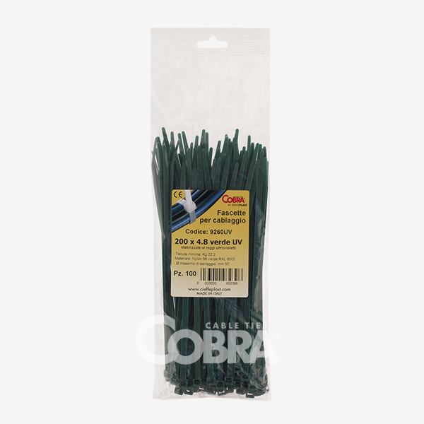 Set 100 buc coliere cablu verzi foarte rezistent la UV 290x4.8mm pentru aplicații în aer liber COBRA 9280UV [2]