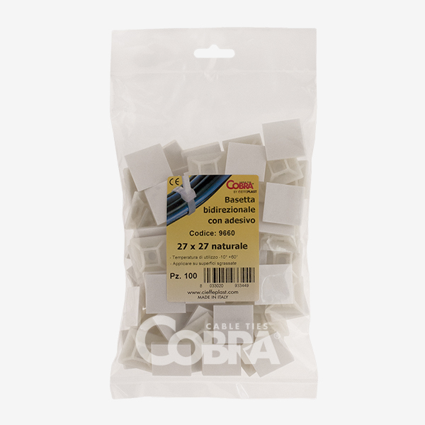 Set 100 buc suport cleme albe adezive 19x19 din plastic pentru prindere colier plastic [3]