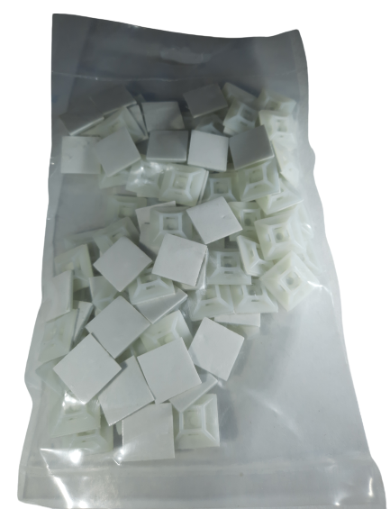 Set 100 buc suport cleme albe adezive 19x19 din plastic pentru prindere colier plastic [4]