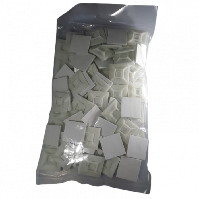 Set 100 buc suport cleme albe adezive 27x27 din plastic pentru prindere colier plastic 9660 Cobra [3]