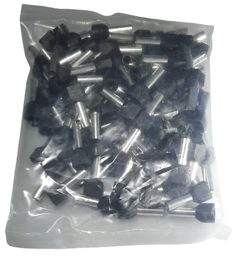 Set 100 pini terminali dubli izolati 6mm²  negri ferule cupru 23mm [5]