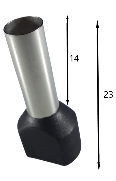 Set 100 pini terminali dubli izolati 6mm²  negri ferule cupru 23mm [3]