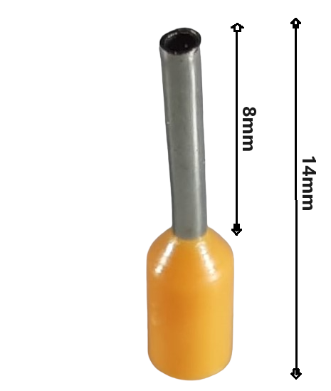 Set 100 pini terminali izolati 0.5 mm² galbeni ferule cupru 14mm [5]