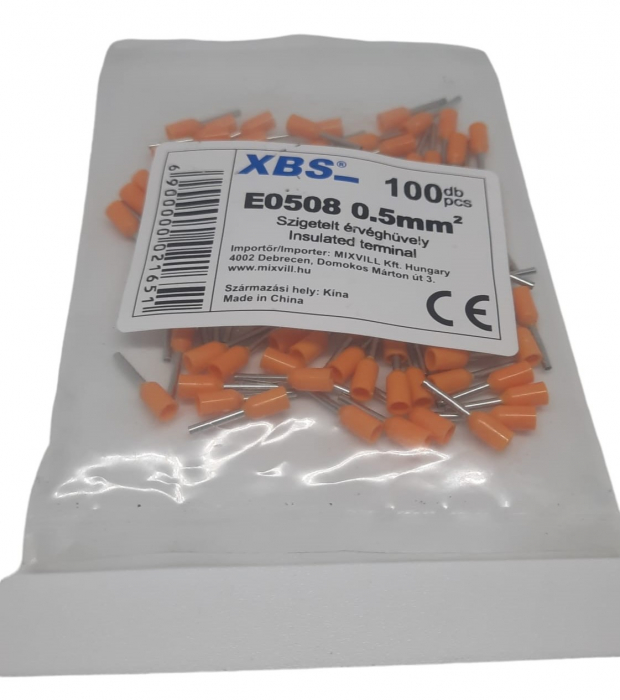 Set 100 pini terminali izolati 0.5 mm² galbeni ferule cupru 14mm [4]
