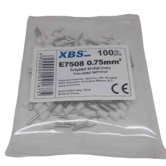 Set 100 pini terminali izolati 0.75 mm² albi ferule cupru 14.6mm [4]