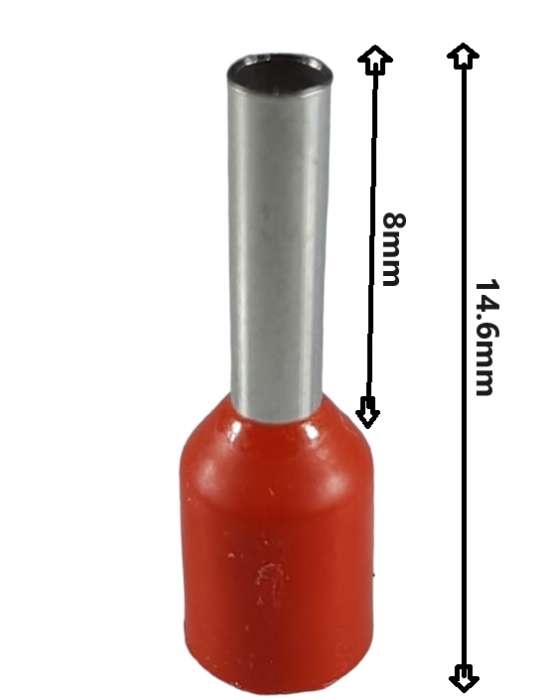 Set 100 pini terminali izolati 1.5mm²  rosii ferule cupru 15mm [4]