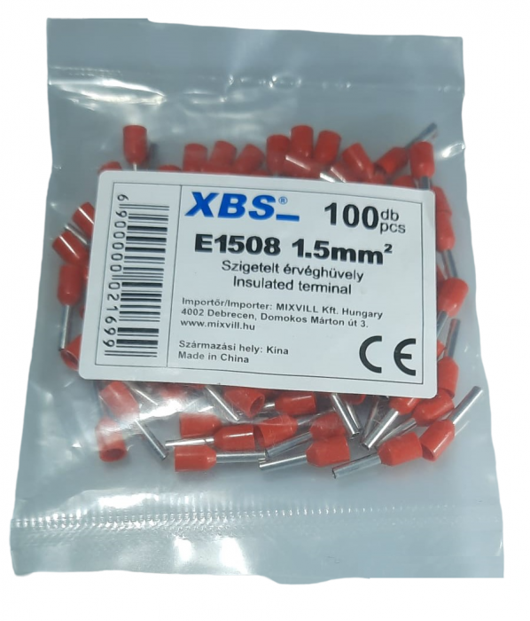 Set 100 pini terminali izolati 1.5mm²  rosii ferule cupru 15mm [2]