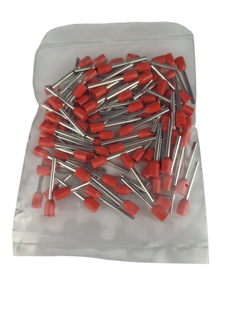 Set 100 pini terminali izolati lungi 1.5mm² rosii ferule cupru 18mm [4]