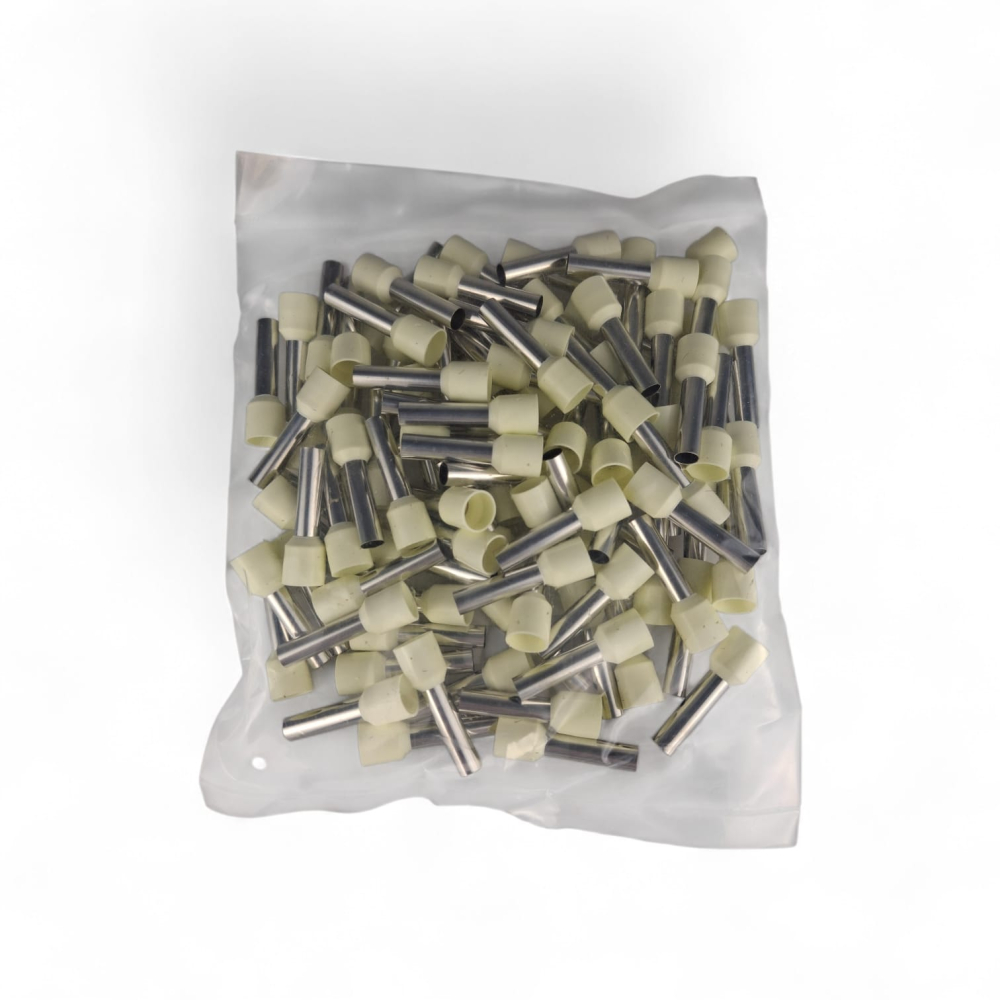 Set 100 pini terminali izolati lungi 10mm² albi ferule cupru 18mm [5]